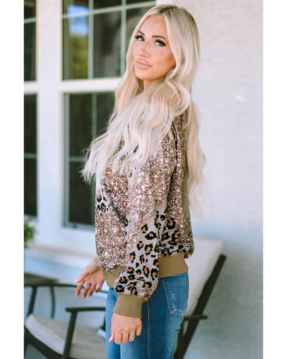 Azura Exchange Leopard Print Long Sleeve Top - M