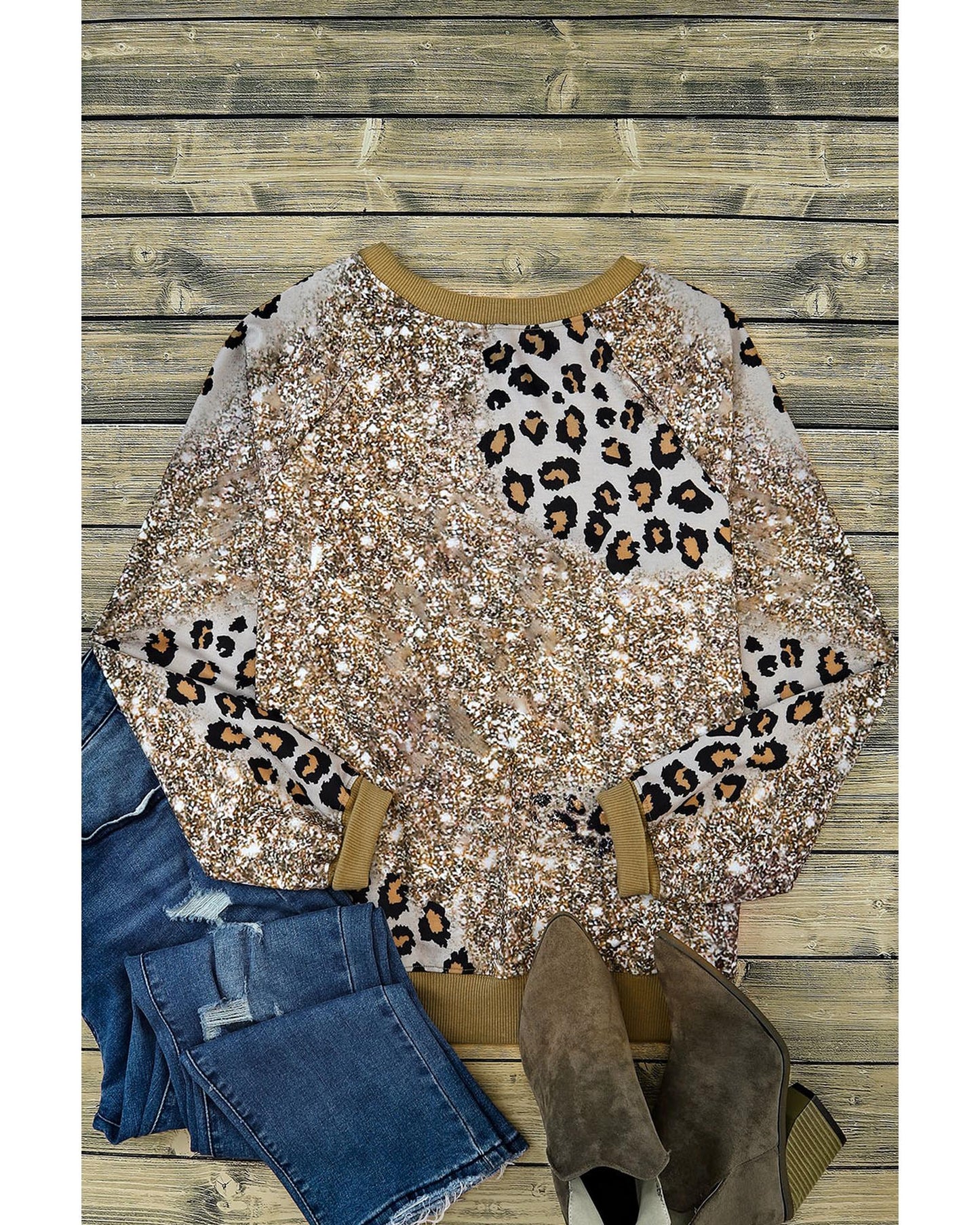 Azura Exchange Leopard Print Long Sleeve Top - M