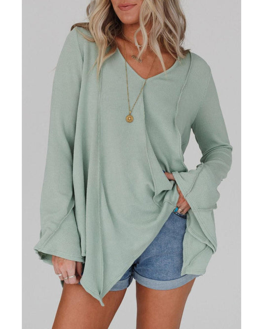 Azura Exchange Expose Seam Bell Sleeve Top - XL