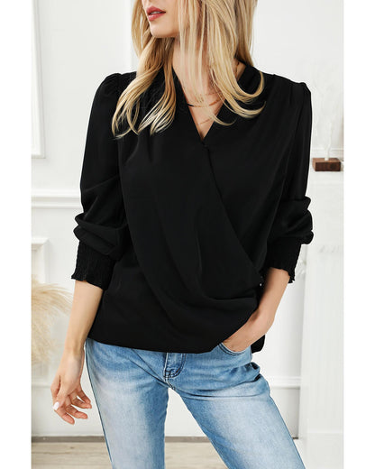 Azura Exchange Elegant Surplice Neck Draped Blouse - M