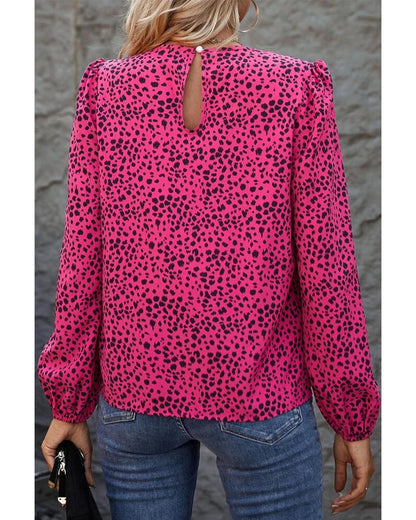 Azura Exchange Leopard Print Pleated Blouse - S