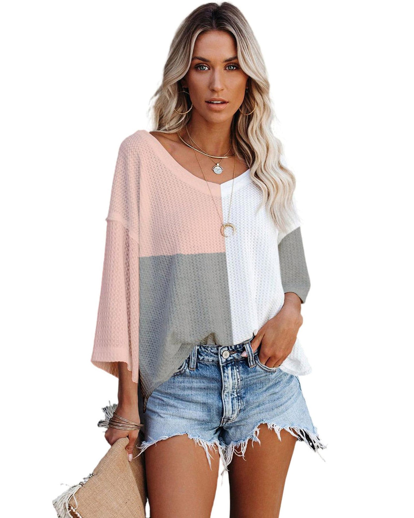 Azura Exchange Colorblock Long Sleeve Oversized Top - M