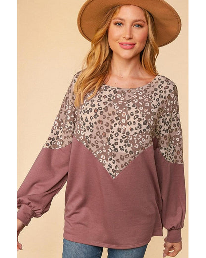 Azura Exchange Animal Print Patchwork Top - L