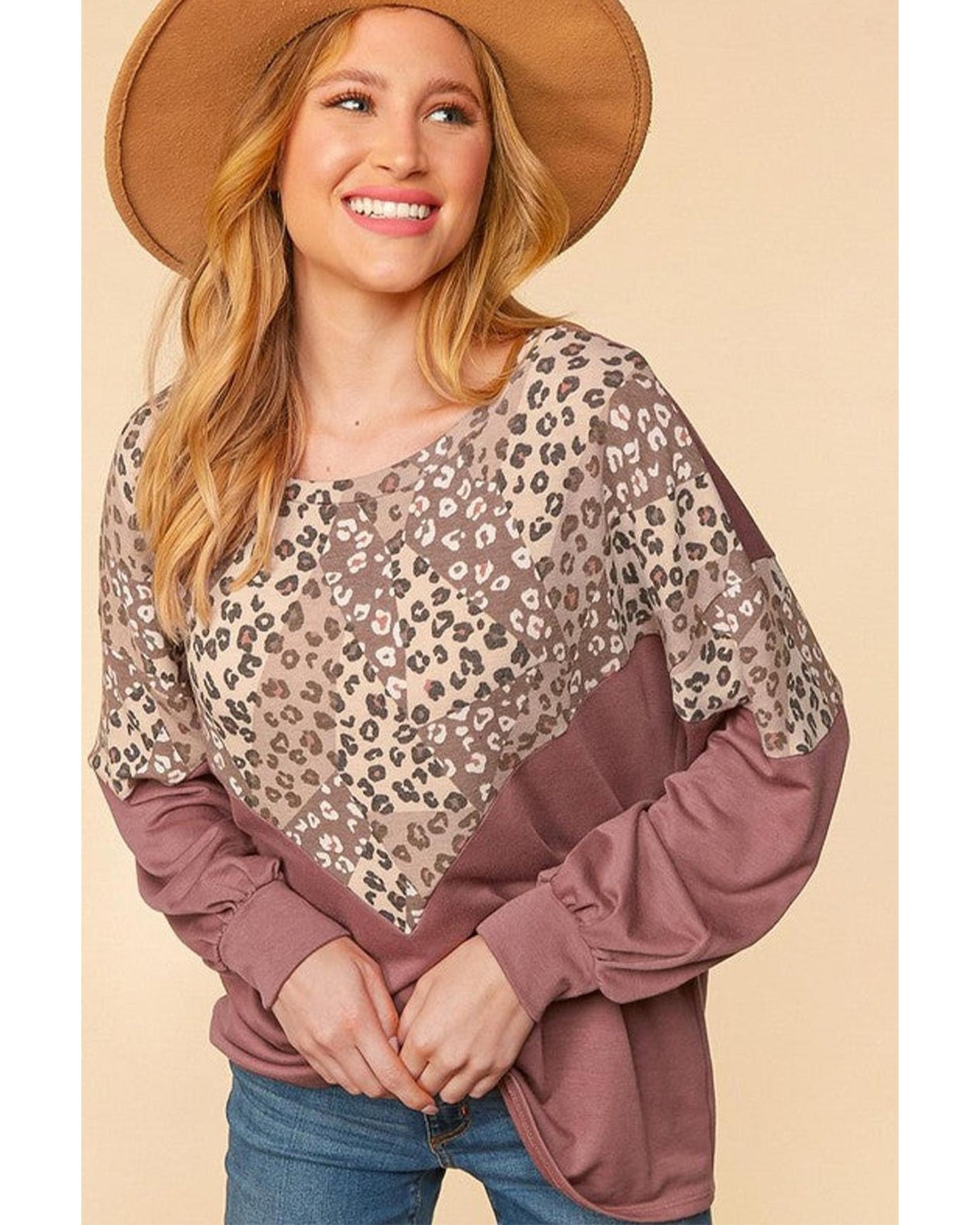 Azura Exchange Animal Print Patchwork Top - M