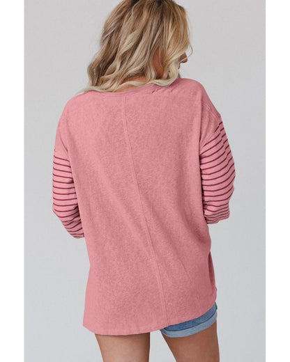 Azura Exchange Bishop Sleeve Colorblock Striped Top - M