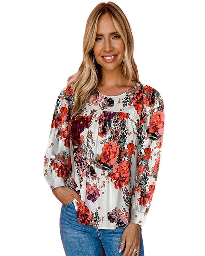 Azura Exchange Retro Floral Long Sleeve Blouse - XL