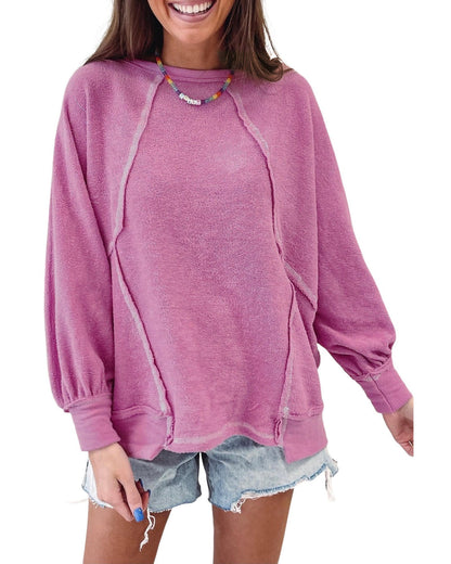 Azura Exchange Exposed Seam Terry Pullover - L