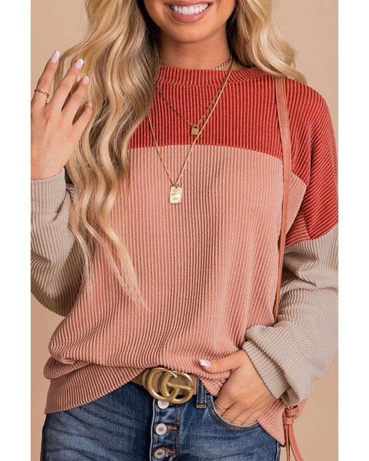 Azura Exchange Long Sleeve Ribbed Loose Top - L