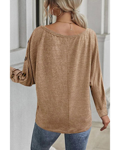 Azura Exchange Button Decor Dolman Sleeve Top - L