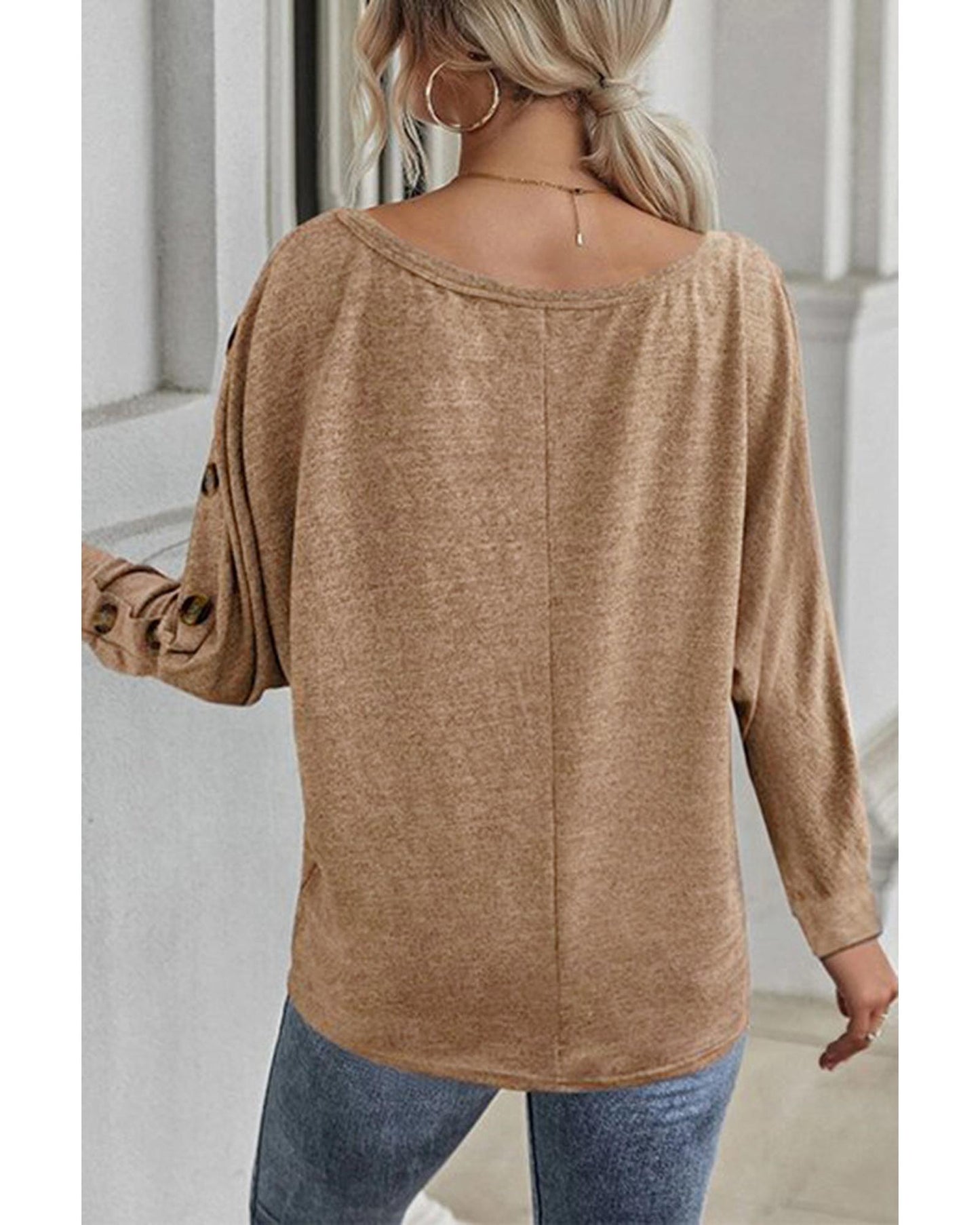 Azura Exchange Button Decor Dolman Sleeve Top - M