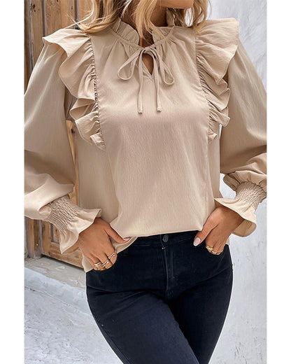 Azura Exchange Ruffled Bubble Sleeve Blouse - L