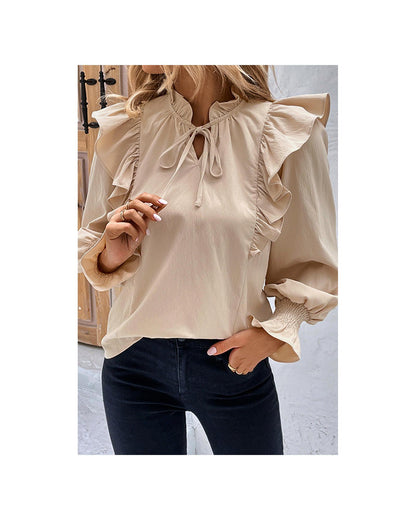 Azura Exchange Ruffled Bubble Sleeve Blouse - L