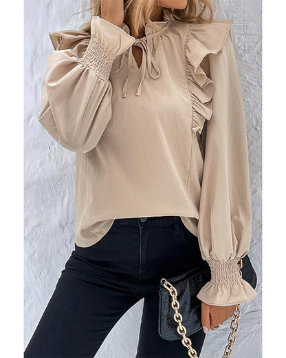 Azura Exchange Ruffled Bubble Sleeve Blouse - M