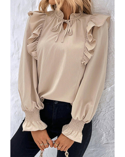 Azura Exchange Ruffled Bubble Sleeve Blouse - M