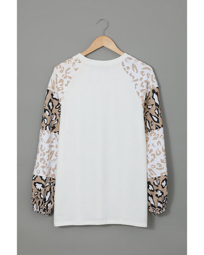 Azura Exchange Leopard Print Bubble Sleeve Top - M