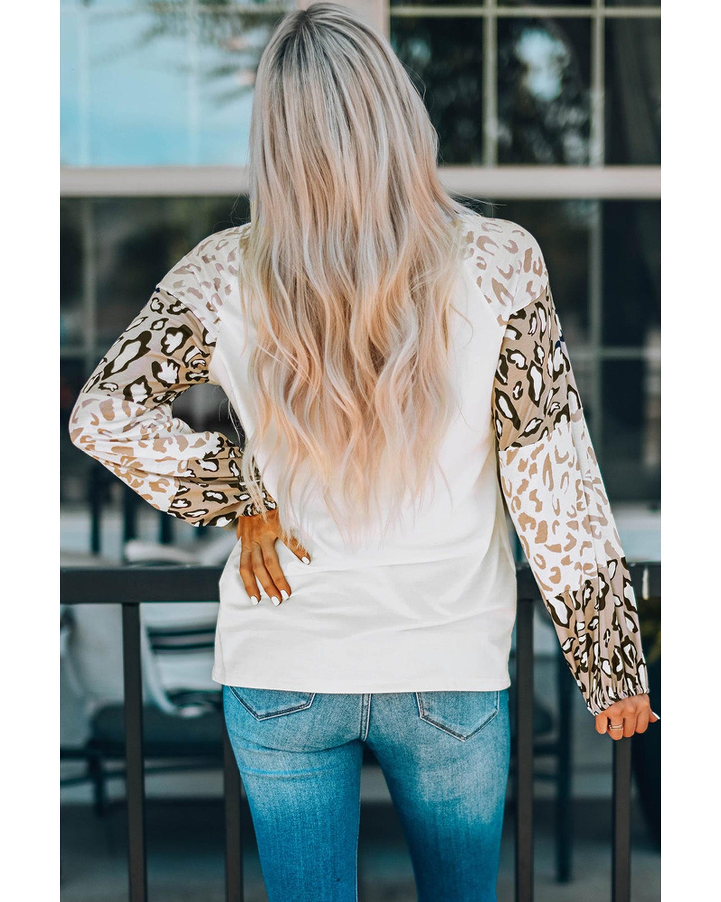 Azura Exchange Leopard Print Bubble Sleeve Top - S