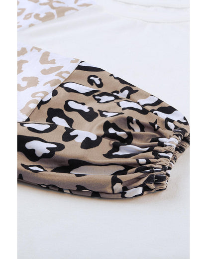 Azura Exchange Leopard Print Bubble Sleeve Top - S