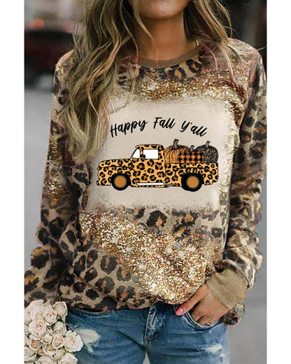 Azura Exchange Leopard Tie Dyed Pumpkin Truck Graphic Top - L