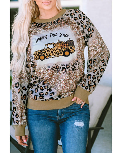 Azura Exchange Leopard Tie Dyed Pumpkin Truck Graphic Top - L