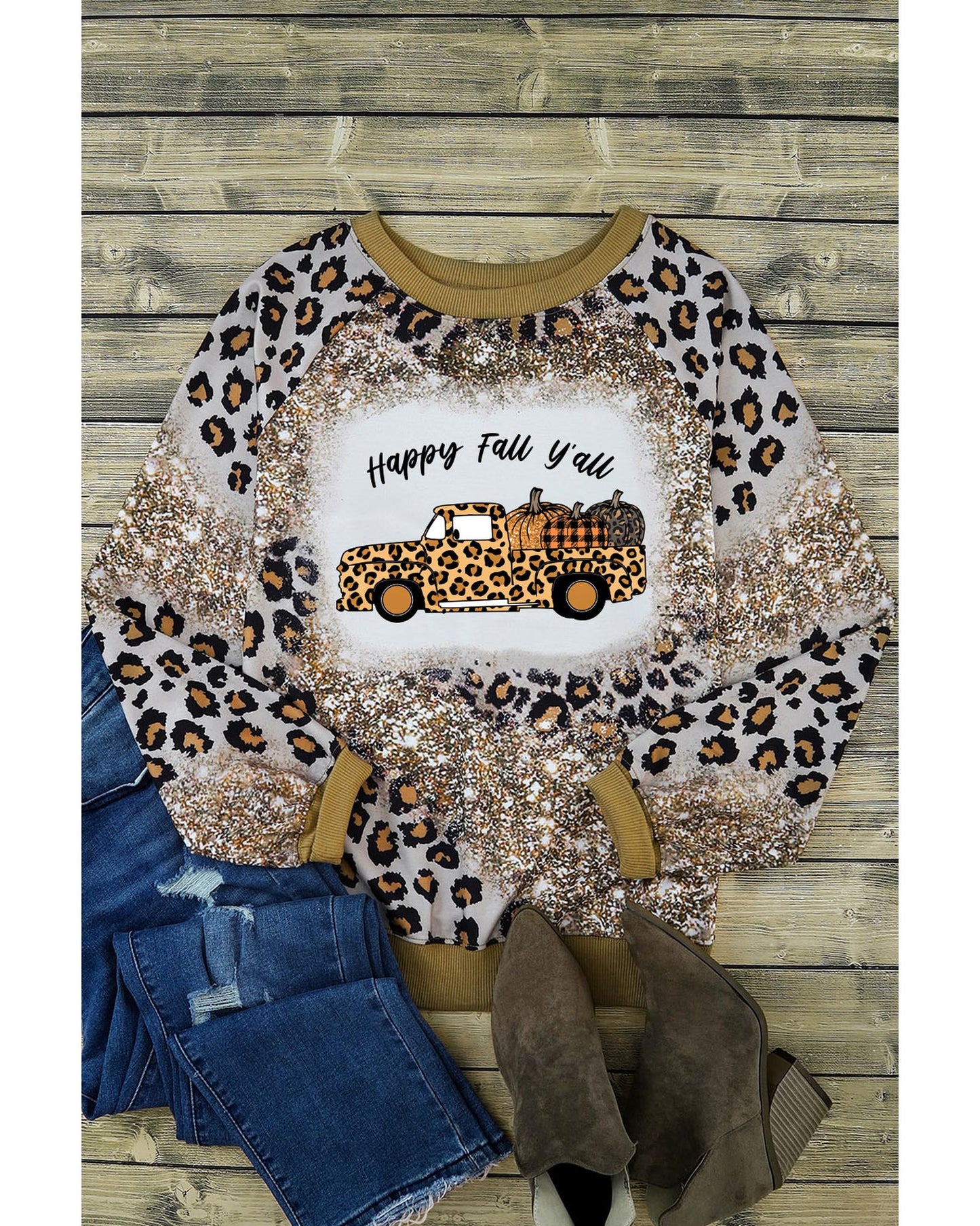 Azura Exchange Leopard Tie Dyed Pumpkin Truck Graphic Top - L