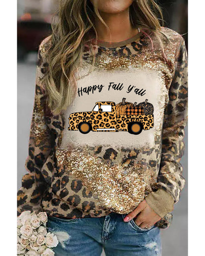 Azura Exchange Leopard Tie Dyed Pumpkin Truck Graphic Top - S