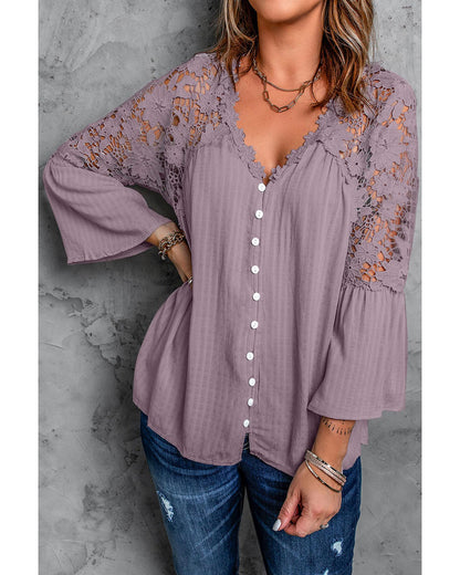 Azura Exchange Lace Button Top - 4XL