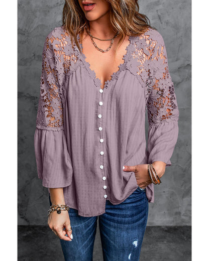 Azura Exchange Lace Button Top - 4XL