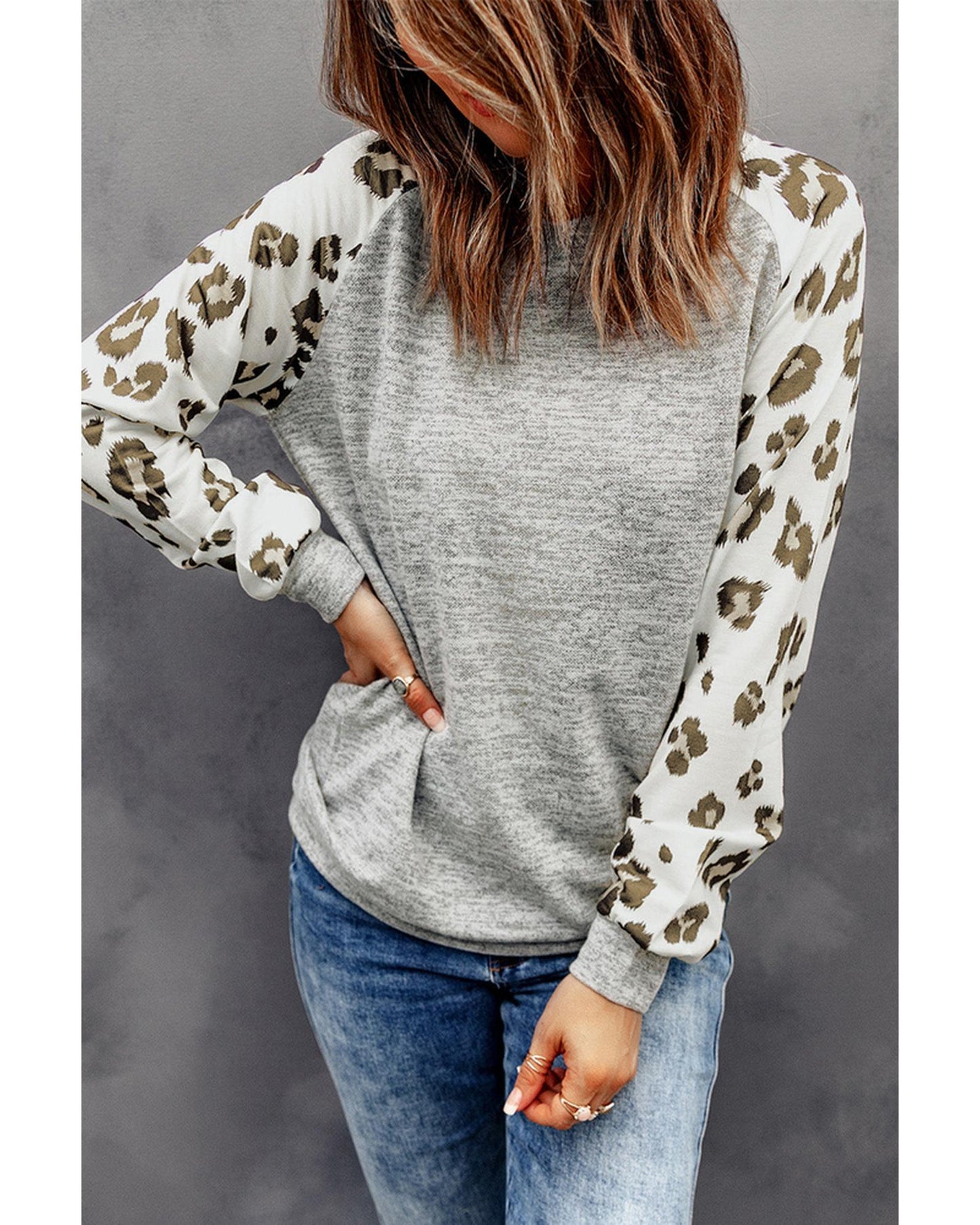 Azura Exchange Leopard Print Long Sleeve Top - M