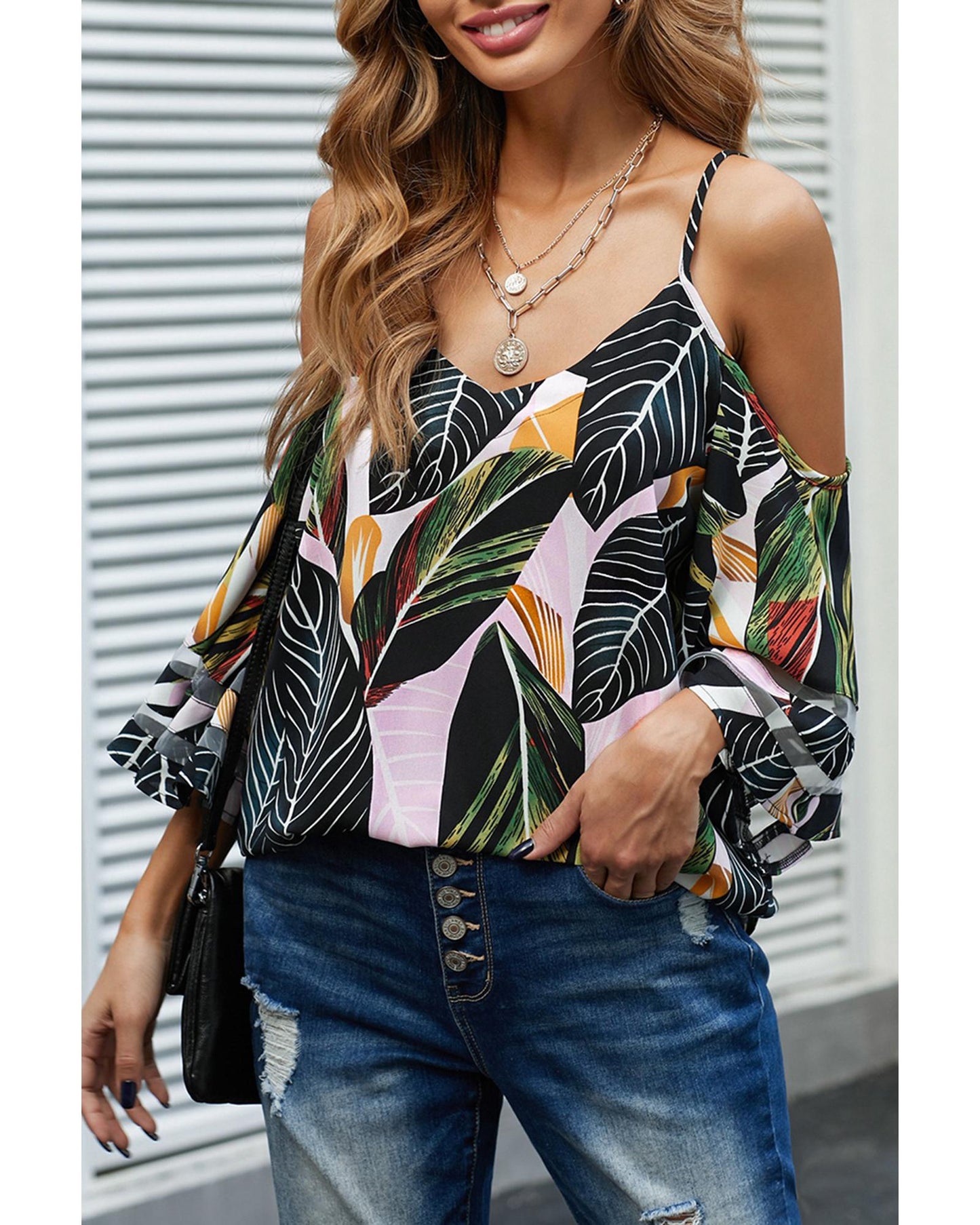 Azura Exchange Cold Shoulder Blouse - S