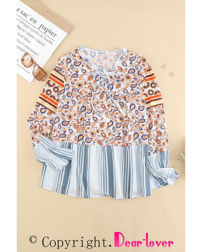 Azura Exchange Floral Striped Blouse - L