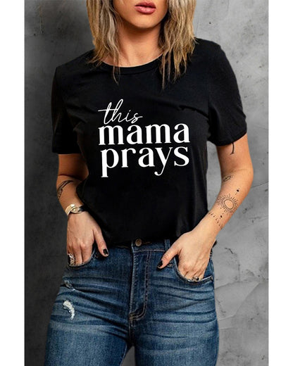 Azura Exchange Mama Prays Letters Print Plain Tee - L