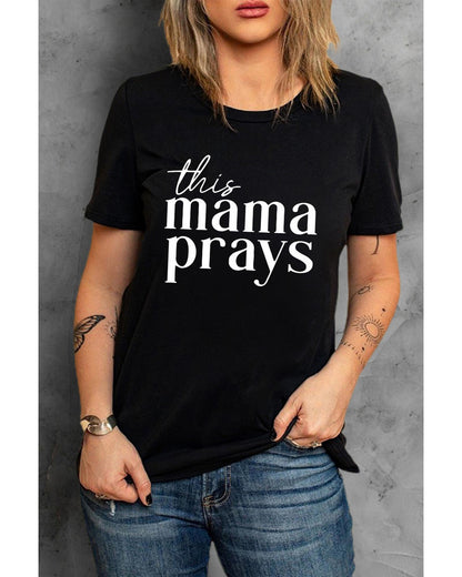 Azura Exchange Mama Prays Letters Print Plain Tee - L