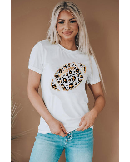 Azura Exchange Leopard Heart Shape Rugby Print T-Shirt - L