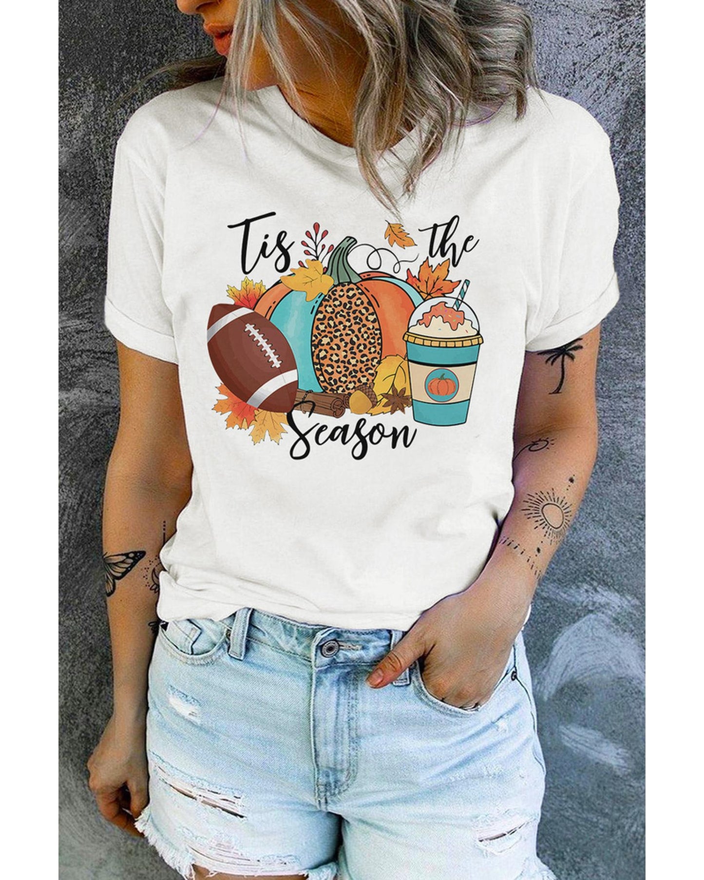 Azura Exchange Pumpkin Graphic Print Crew Neck T-Shirt - L