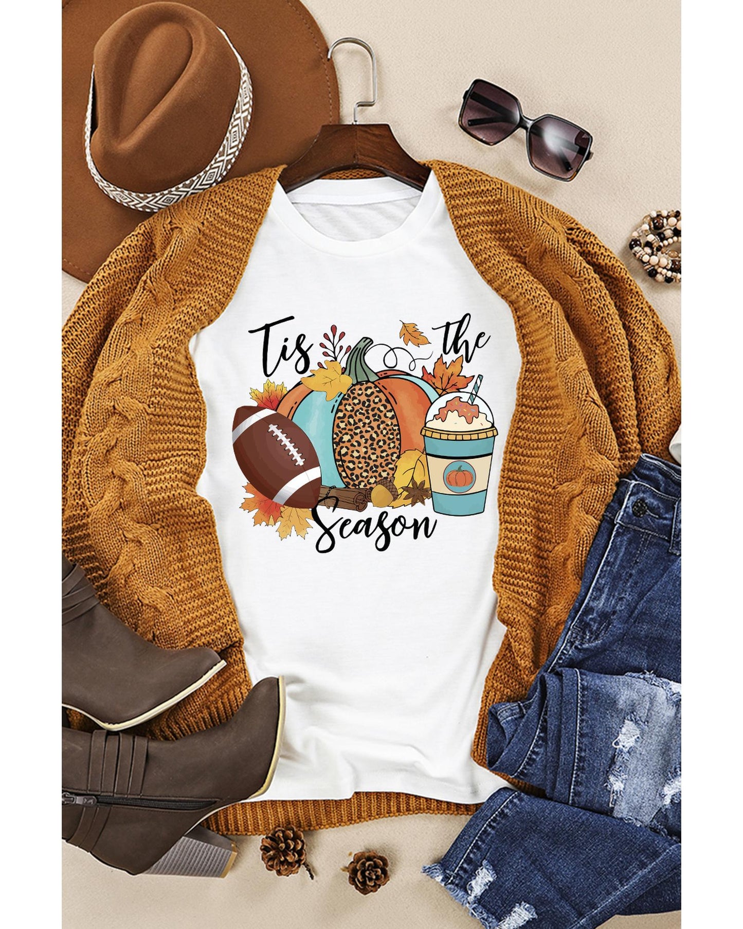 Azura Exchange Pumpkin Graphic Print Crew Neck T-Shirt - L