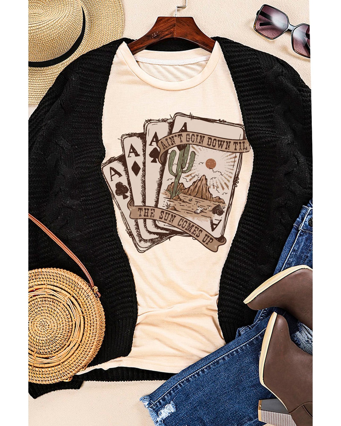 Azura Exchange Western Poker Cards Graphic Print T-Shirt - M