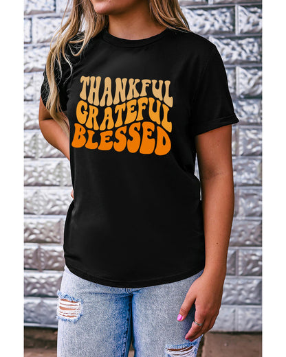 Azura Exchange Thankful Grateful Blessed Graphic Tee - S