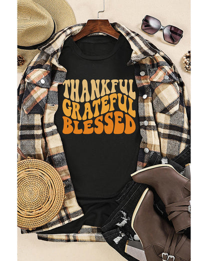 Azura Exchange Thankful Grateful Blessed Graphic Tee - S