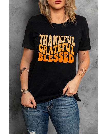 Azura Exchange Thankful Grateful Blessed Graphic Tee - S