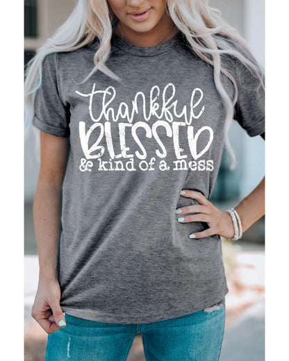 Azura Exchange BLESSED Graphic Print Crew Neck T-Shirt - L