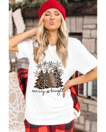 Azura Exchange Leopard Christmas Tree Graphic Print T-Shirt - L