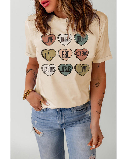 Azura Exchange Heart Shaped Letters Print Crewneck Graphic Tee - 2XL