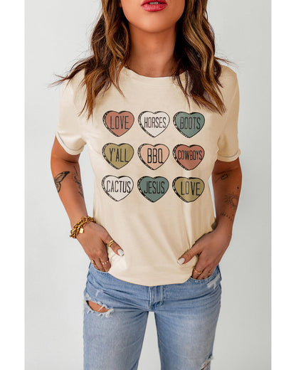 Azura Exchange Heart Shaped Letters Print Crewneck Graphic Tee - 2XL