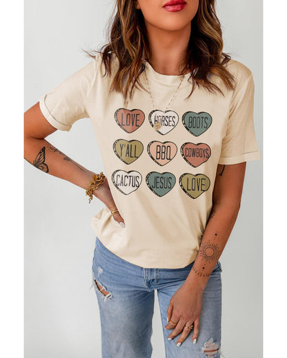 Azura Exchange Heart Shaped Letters Print Crewneck Graphic Tee - 2XL