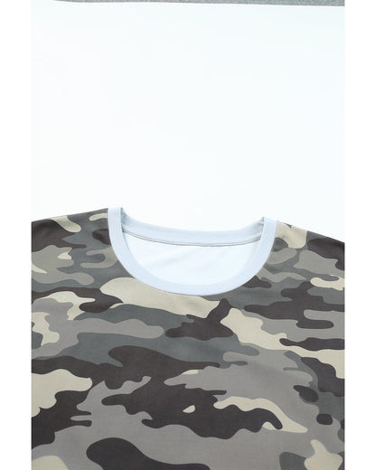 Azura Exchange Camo Print Knotted Hem T-shirt - M