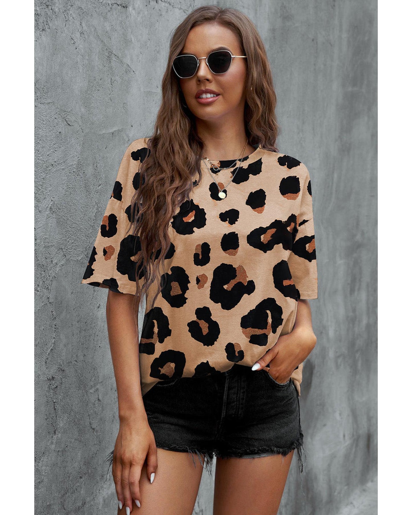 Azura Exchange Leopard Print Loose T-Shirt - L