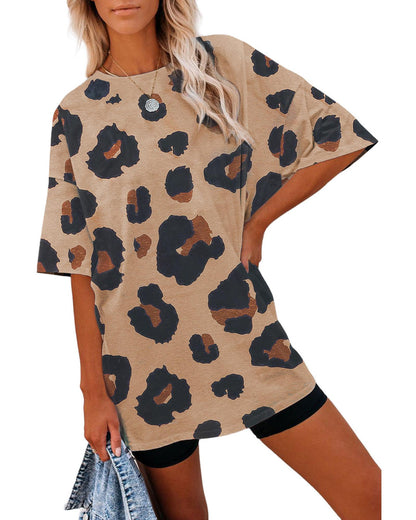 Azura Exchange Leopard Print Loose T-Shirt - L