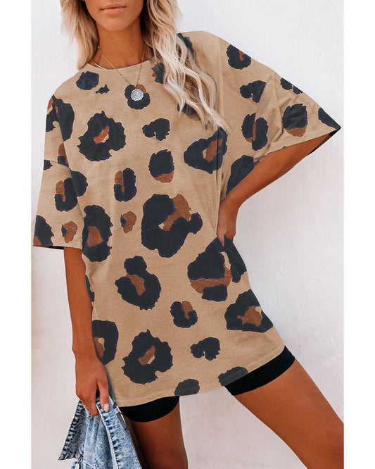 Azura Exchange Leopard Print Loose T-Shirt - M