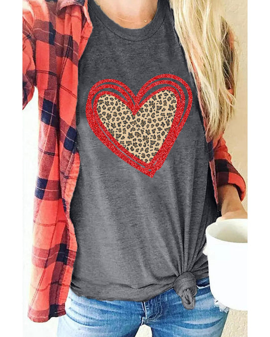 Azura Exchange Leopard Heart Graphic T-shirt - 2XL