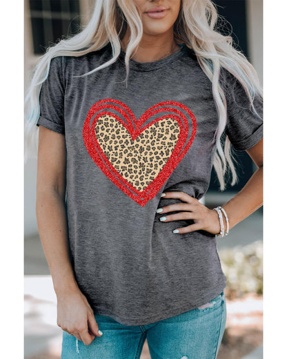 Azura Exchange Leopard Heart Graphic T-shirt - 2XL